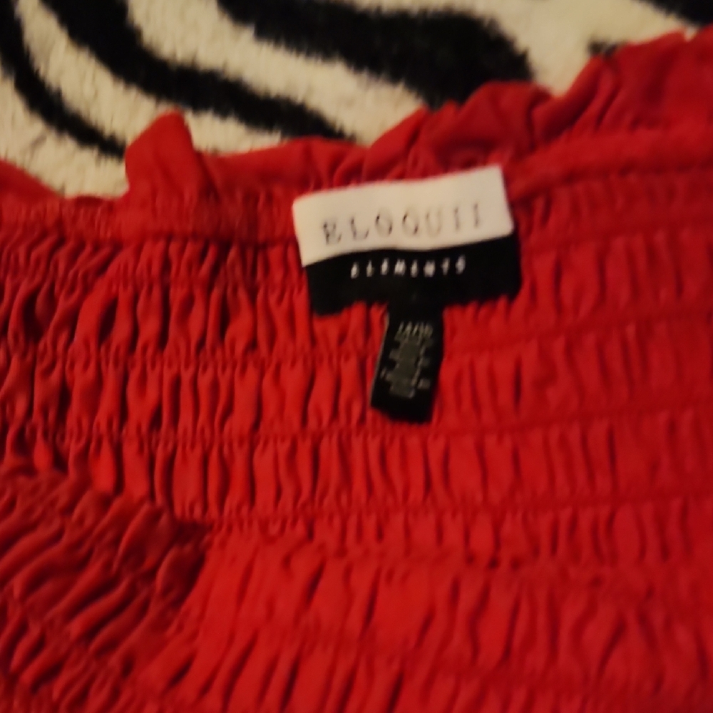Eloquii Smocked Red Crop Blouse